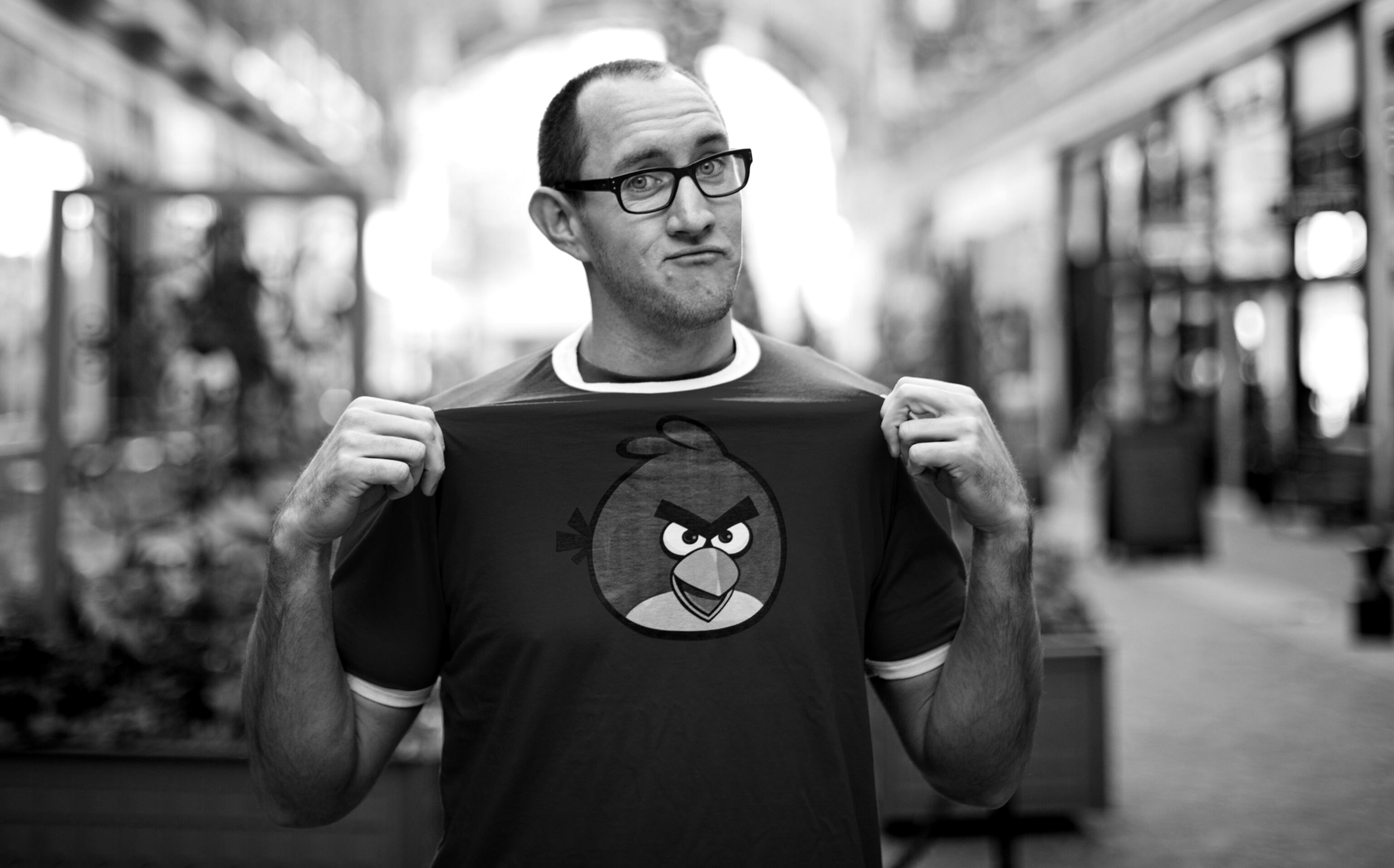 Jason Sadler wearing an Angry Birds t-shirt, New York Times, 2014